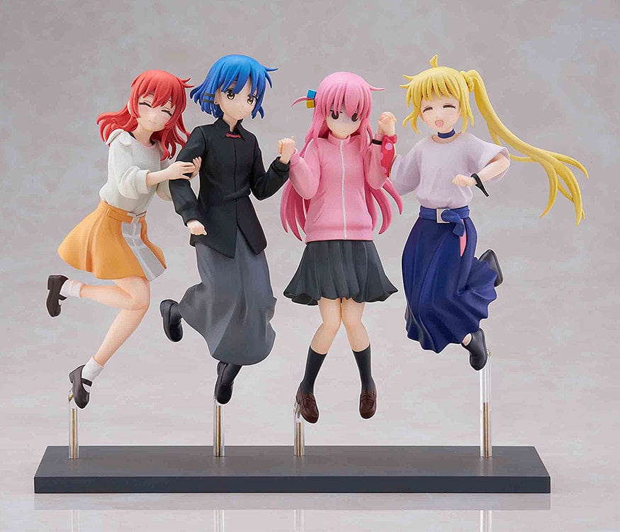 Bocchi the Rock! Jumping Girls Figure set with four characters in joyful jumping poses, displaying dynamic expressions and detailed outfits