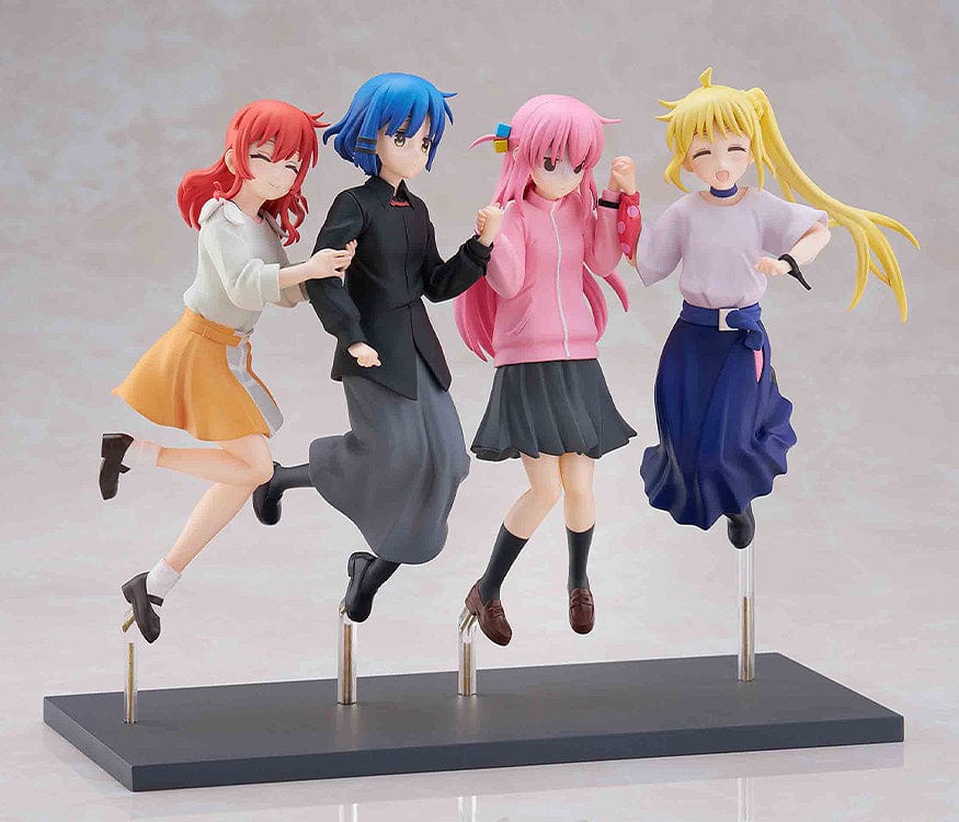 Bocchi the Rock! Jumping Girls Figure set with four characters in joyful jumping poses, displaying dynamic expressions and detailed outfits