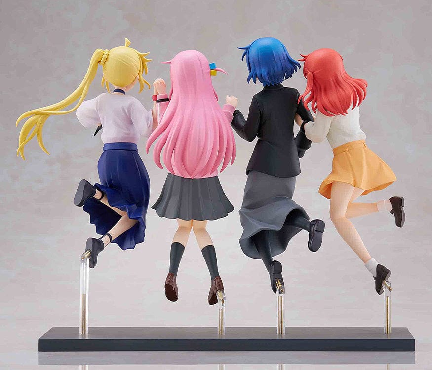 Bocchi the Rock! Jumping Girls Figure set with four characters in joyful jumping poses, displaying dynamic expressions and detailed outfits