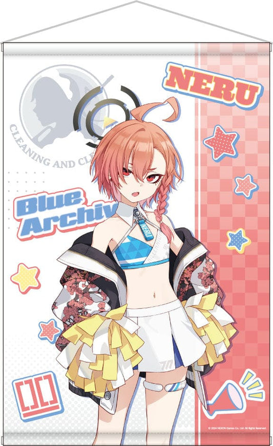 Blue Archive B2 Tapestry featuring Neru in a cheerleader outfit, part of the 3.5th Anniversary POP UP STORE collection.