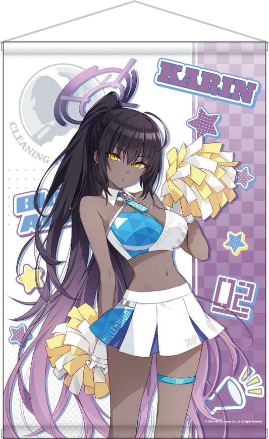 Blue Archive Original Illustration B2 Tapestry featuring Karin in a cheerleader outfit, part of the 3.5th Anniversary POP UP STORE collection.