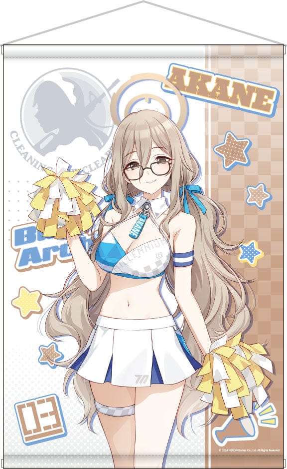 Blue Archive Original Illustration B2 Tapestry featuring Akane in a cheerleader outfit, created for the 3.5th Anniversary POP UP STORE.