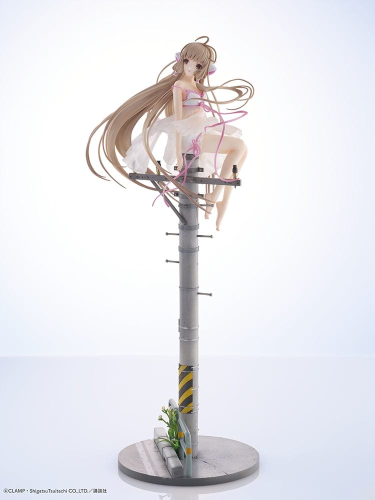 Chobits Chi (Soothing Breeze) 1/7 Scale Figure seated on a lamppost with flowing hair and a delicate white dress.