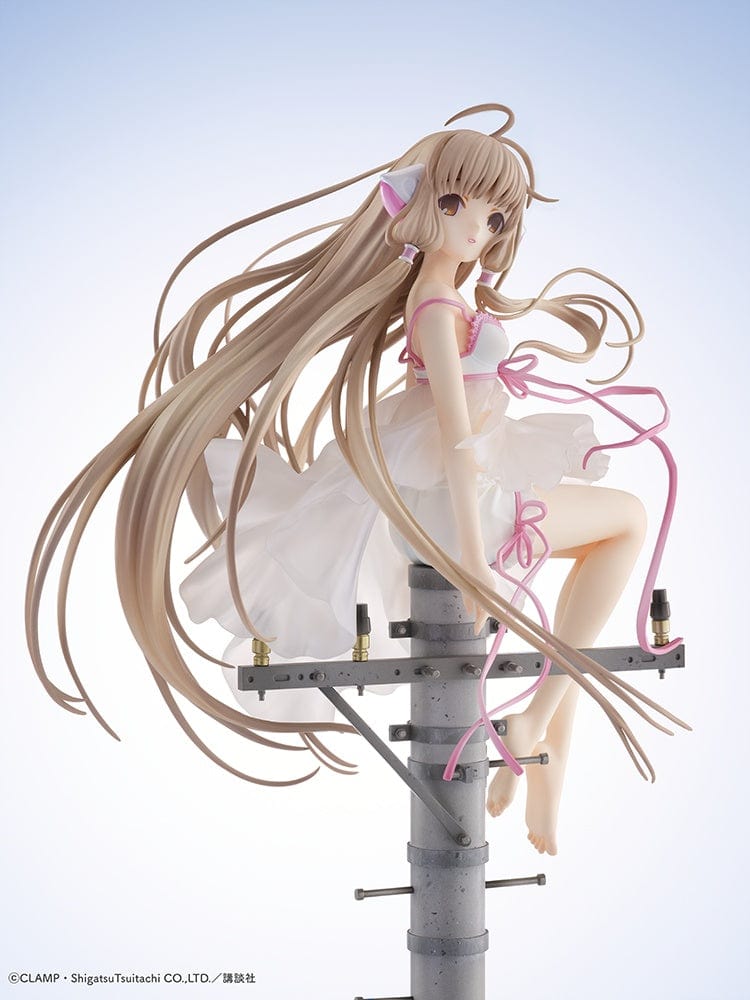 Chobits Chi (Soothing Breeze) 1/7 Scale Figure seated on a lamppost with flowing hair and a delicate white dress.