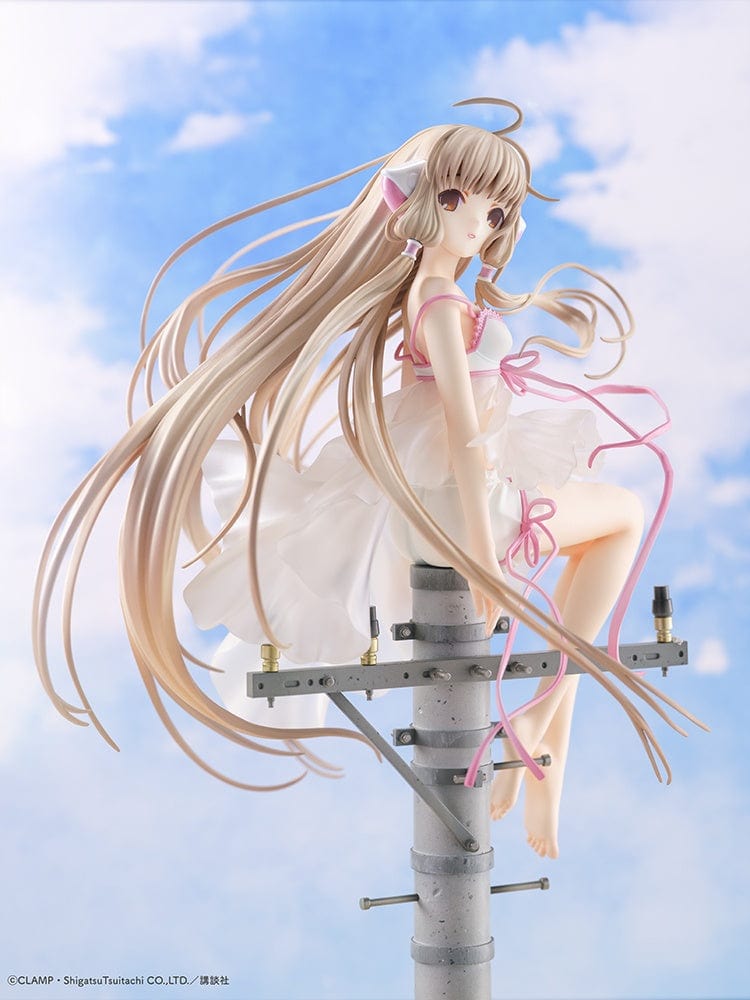 Chobits Chi (Soothing Breeze) 1/7 Scale Figure seated on a lamppost with flowing hair and a delicate white dress.