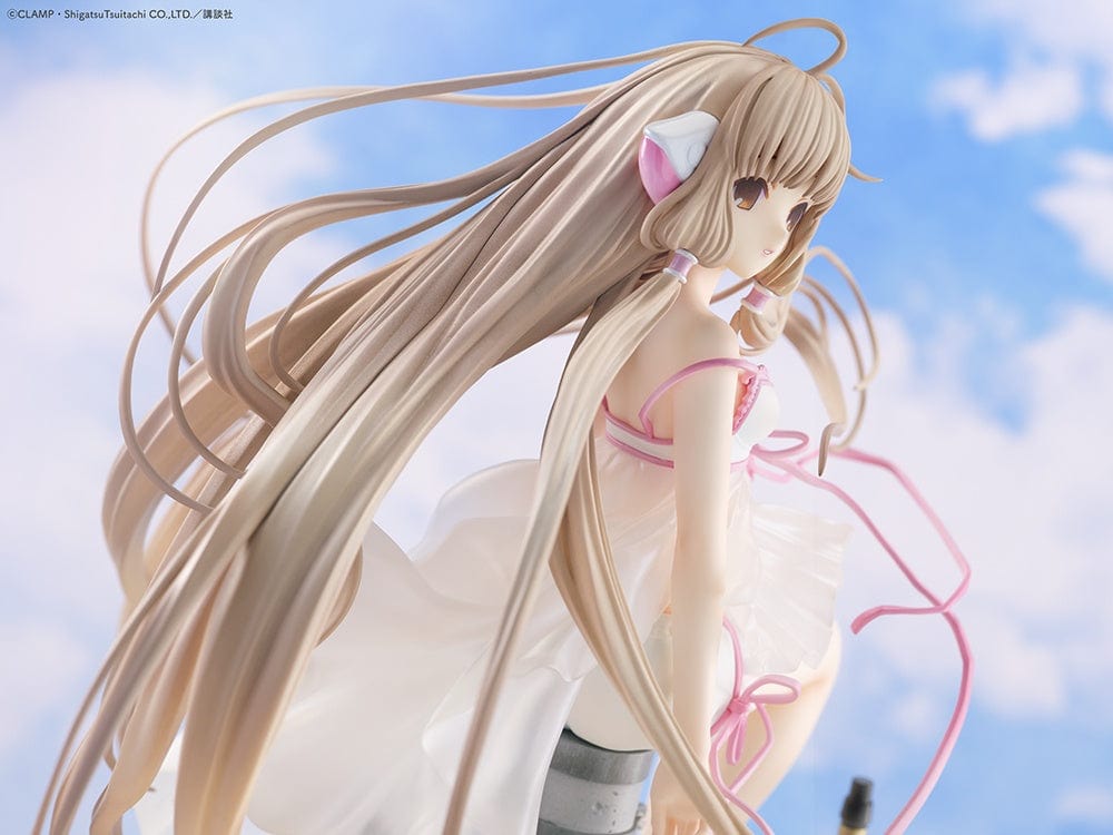 Chobits Chi (Soothing Breeze) 1/7 Scale Figure seated on a lamppost with flowing hair and a delicate white dress.