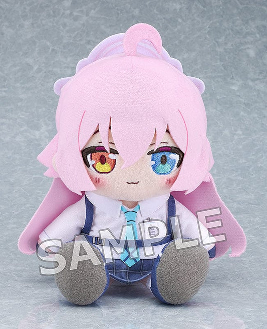 Blue Archive Hoshino Chocopuni Plushie, depicted with soft pink hair, a dual-colored eye design, and wearing a detailed academy uniform, radiating a warm and inviting expression.