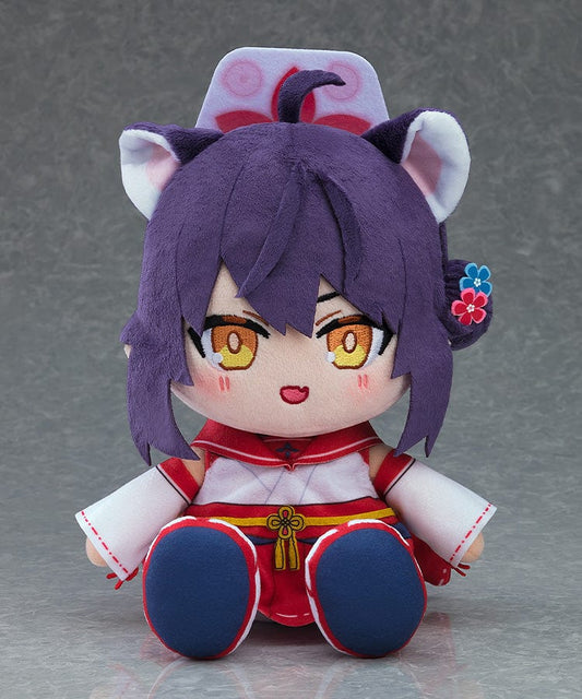 Blue Archive Chocopuni Plushie Kaede featuring purple hair, fox-like ears, and red-and-white outfit in a cute chibi design, perfect for cuddling or display.