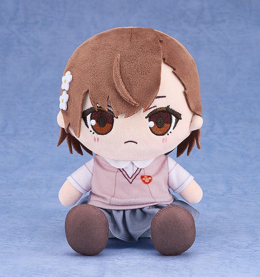 A Certain Scientific Railgun Chocopuni Mikoto Misaka Plushie - Adorable plush toy of Mikoto Misaka in her school uniform, featuring detailed embroidery, expressive brown eyes, and a small floral hairpin, perfect for fans and collectors.