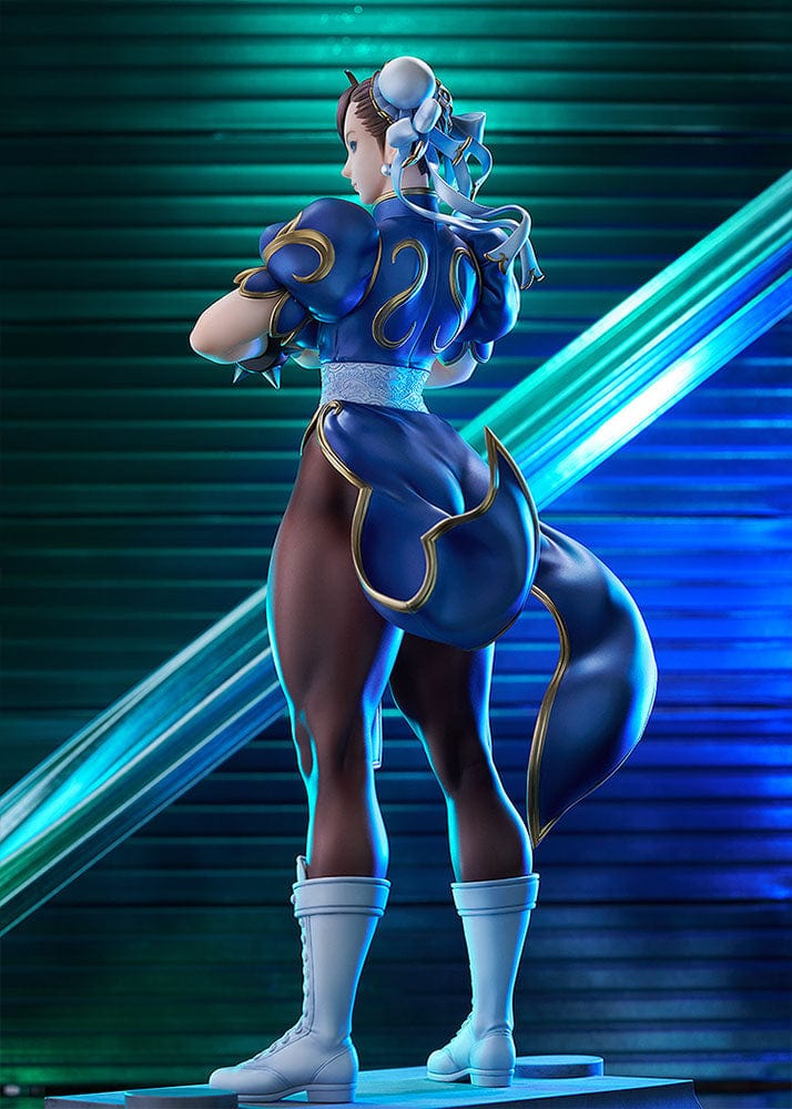 Street Fighter Chun-Li (Standby) 1/6 Scale Figure showcasing her classic blue qipao, muscular stance, and detailed sculpting, set against a white background.