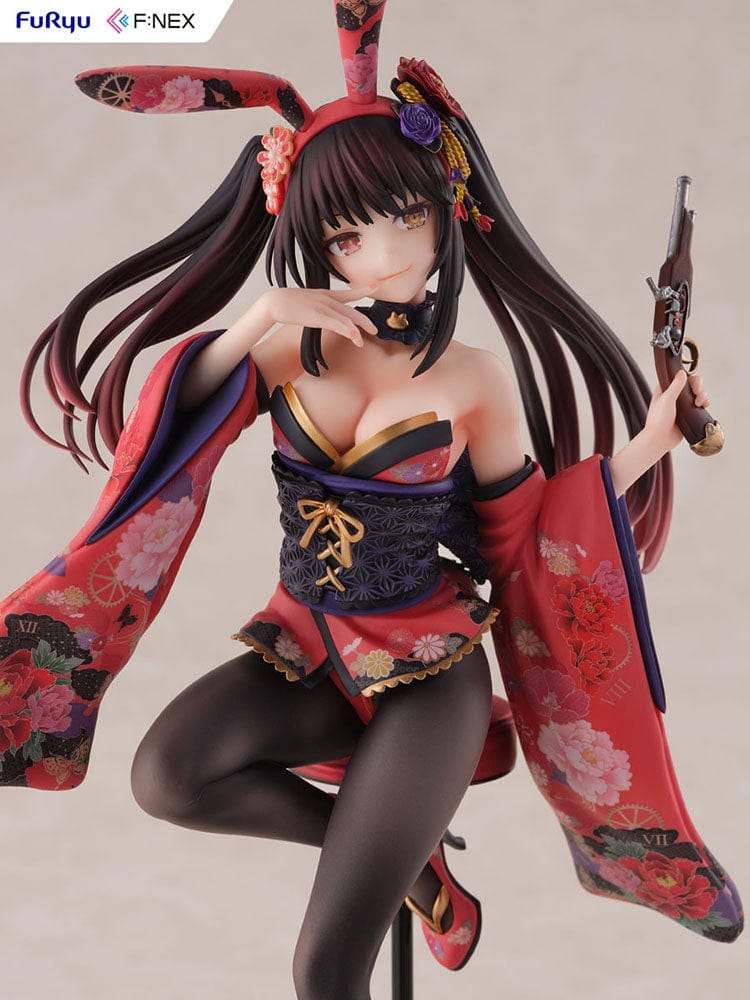 Date A Live V F:Nex Kurumi Tokisaki (Wa-Bunny Ver.) 1/7 Scale Figure, showcasing her in a stylized bunny kimono with vibrant floral design, reflecting her dynamic character.