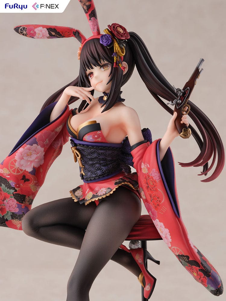 Date A Live V F:Nex Kurumi Tokisaki (Wa-Bunny Ver.) 1/7 Scale Figure, showcasing her in a stylized bunny kimono with vibrant floral design, reflecting her dynamic character.