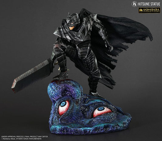 Berserk Akihabara Legend Figure Guts 1/8 Scale Figure - Detailed figure of Guts in Berserker Armor, wielding a massive sword, standing on an eye-shaped base with vivid blue and red details, symbolizing his battle against dark forces.