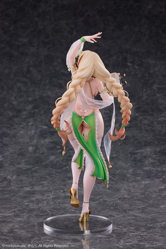 Elf Sisters Fenniel 1/6 Scale Figure in green and white outfit with spellbook, braided hair, and floral headpiece.