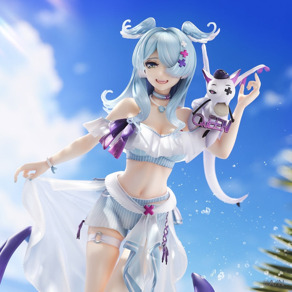 Nijisanji Elira Pendora with PIKL (Summer Ver.) 1/7 Scale Figure, featuring the character in a detailed summer outfit with her companion PIKL, standing on a base resembling gentle sea waves.