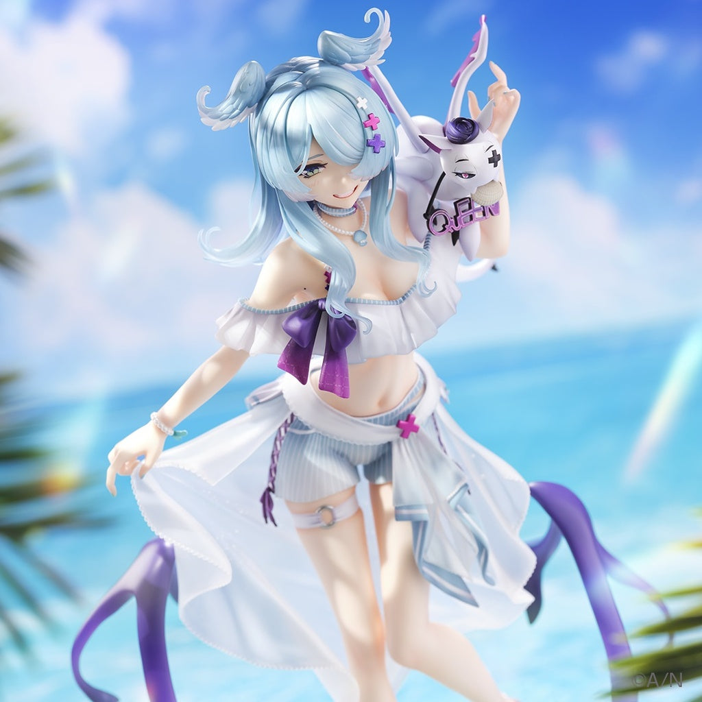 Nijisanji Elira Pendora with PIKL (Summer Ver.) 1/7 Scale Figure, featuring the character in a detailed summer outfit with her companion PIKL, standing on a base resembling gentle sea waves.