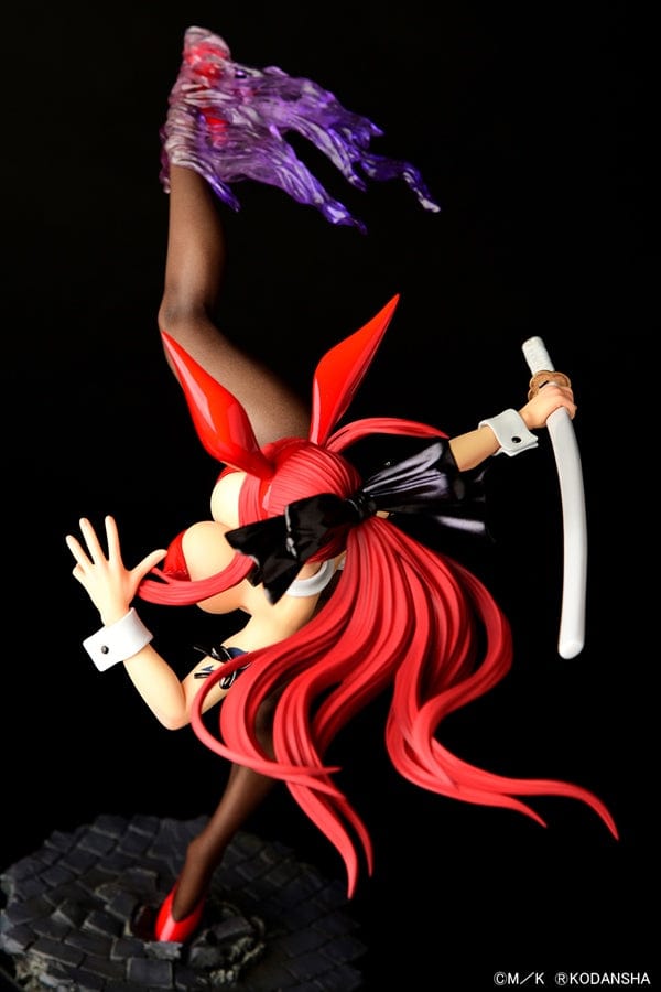 Fairy Tail Erza Scarlet (High Kick Ver.) Crimson Bunny 1/6 Scale Figure in a dynamic high-kick pose, wearing a red bunny outfit and holding a sword.