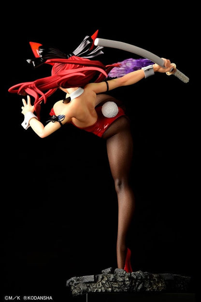 Fairy Tail Erza Scarlet (High Kick Ver.) Crimson Bunny 1/6 Scale Figure in a dynamic high-kick pose, wearing a red bunny outfit and holding a sword.