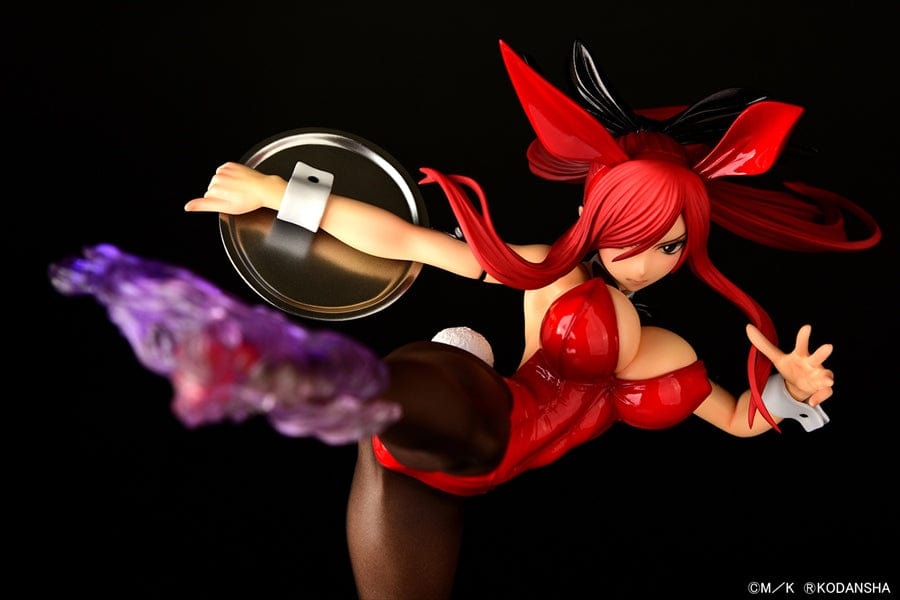 Fairy Tail Erza Scarlet (High Kick Ver.) Crimson Bunny 1/6 Scale Figure in a dynamic high-kick pose, wearing a red bunny outfit and holding a sword.