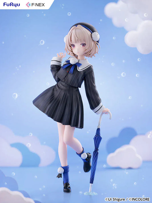 Ui Shigure 1/7 scale figure wearing pinstripe outfit with umbrella accessory.