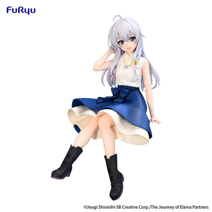 Wandering Witch: The Journey of Elaina Elaina (Flared Skirt Ver.) Noodle Stopper Figure seated in a flared skirt, designed to sit on the edge of surfaces, with flowing silver hair and a relaxed pose.