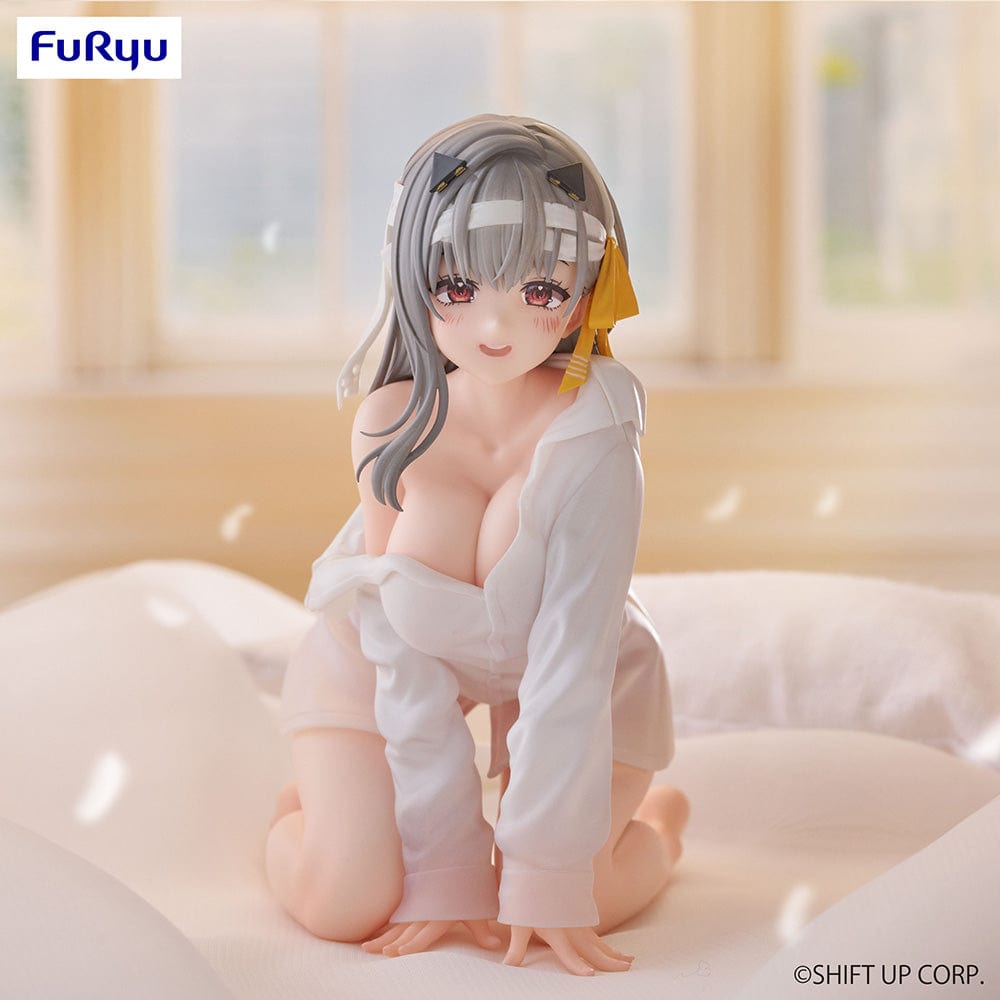 Goddess of Victory: Nikke Modernia (First Affection Ver.) Noodle Stopper Figure, featuring Modernia in a loose white shirt and soft pose, with detailed sculpting and a serene backdrop.