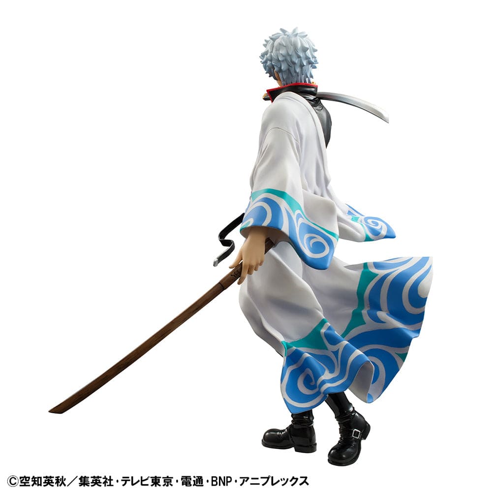 Gintama G.E.M. Series Gintoki Sakata Benizakura 20th Anniversary Ver. figure in iconic outfit with wooden sword, standing in dynamic pose.