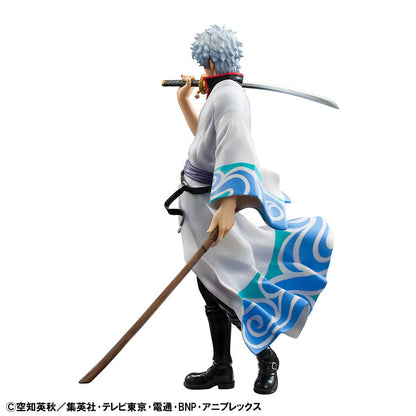 Gintama G.E.M. Series Gintoki Sakata Benizakura 20th Anniversary Ver. figure in iconic outfit with wooden sword, standing in dynamic pose.