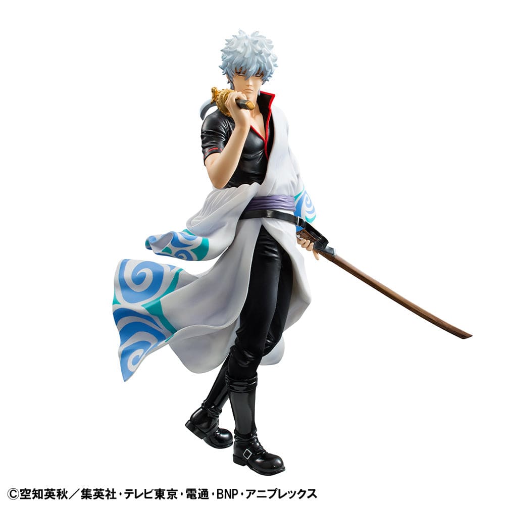 Gintama G.E.M. Series Gintoki Sakata Benizakura 20th Anniversary Ver. figure in iconic outfit with wooden sword, standing in dynamic pose.