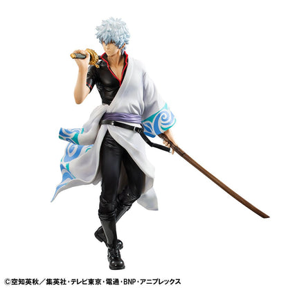 Gintama G.E.M. Series Gintoki Sakata Benizakura 20th Anniversary Ver. figure in iconic outfit with wooden sword, standing in dynamic pose.