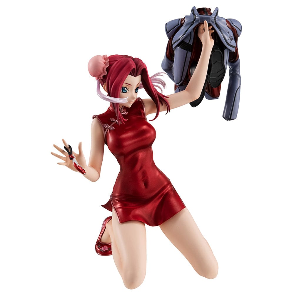 Code Geass: Lelouch of the Rebellion G.E.M. Series Kallen Kouzuki (Concession Infiltration Ver.) Figure, featuring Kallen in a red cheongsam holding her Knightmare suit, with intricate detailing and dynamic pose.