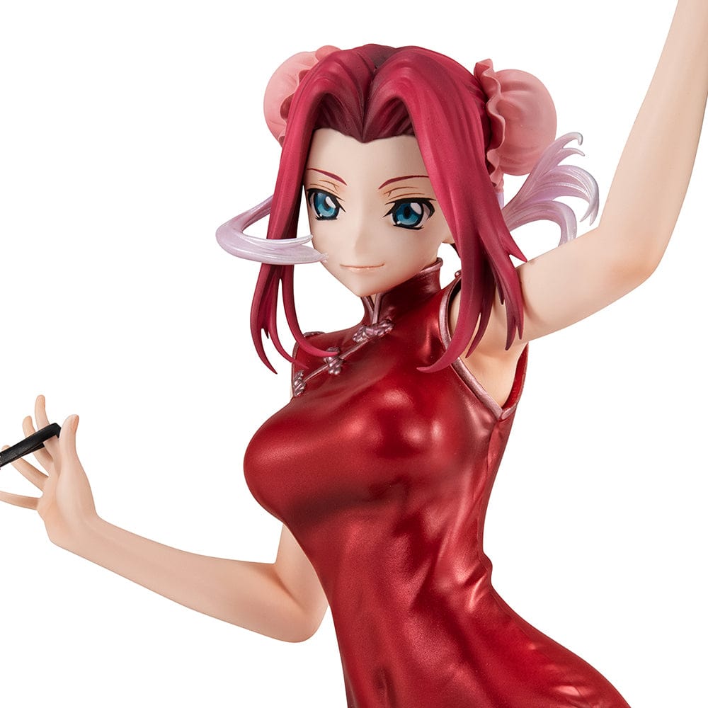 Code Geass: Lelouch of the Rebellion G.E.M. Series Kallen Kouzuki (Concession Infiltration Ver.) Figure, featuring Kallen in a red cheongsam holding her Knightmare suit, with intricate detailing and dynamic pose.