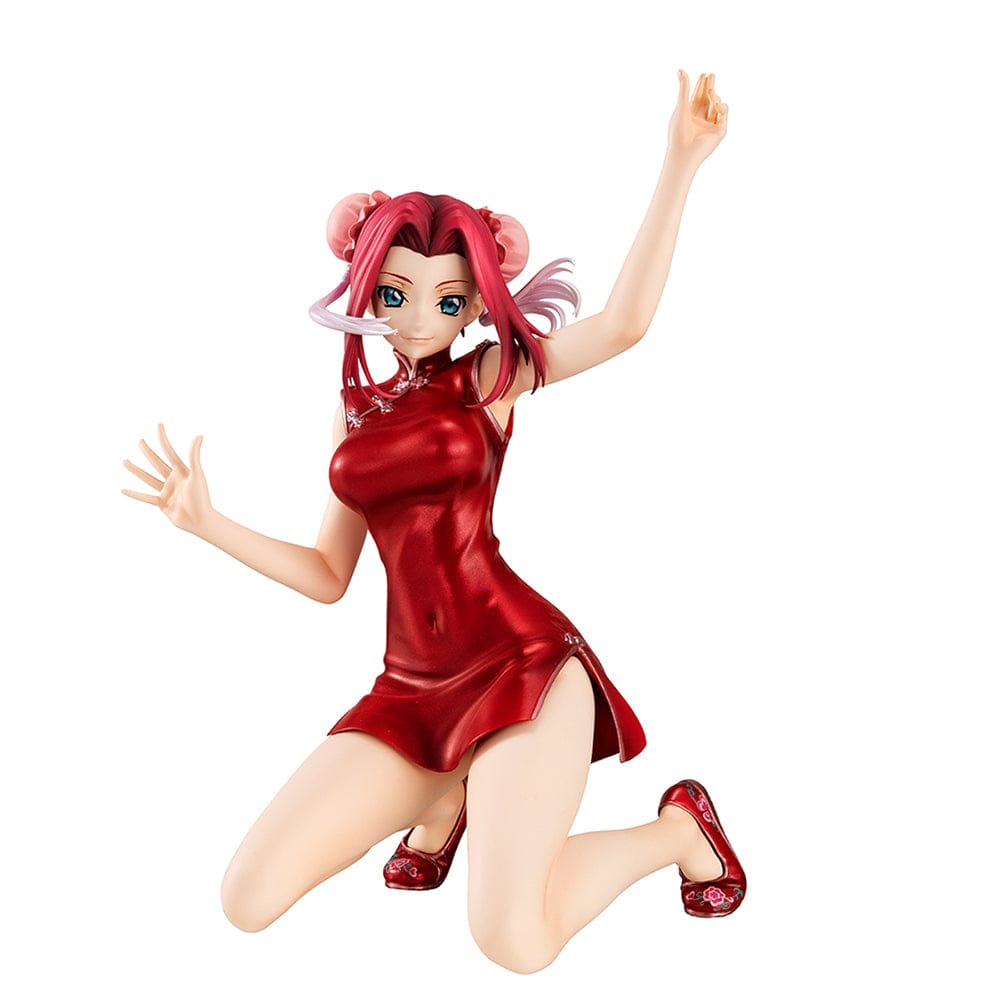 Code Geass: Lelouch of the Rebellion G.E.M. Series Kallen Kouzuki (Concession Infiltration Ver.) Figure, featuring Kallen in a red cheongsam holding her Knightmare suit, with intricate detailing and dynamic pose.