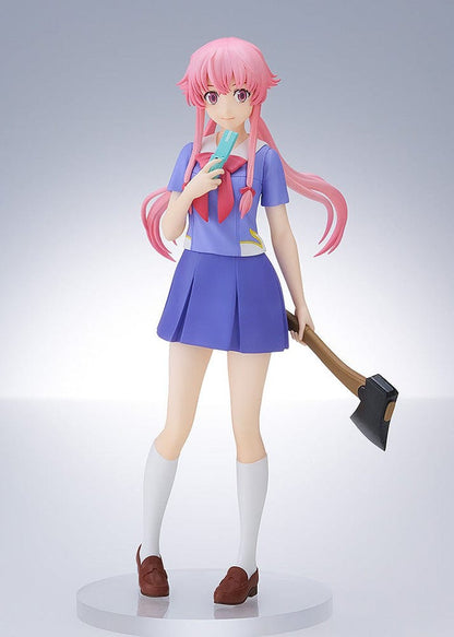 Future Diary Pop Up Parade Yuno Gasai figure in school uniform holding axe and phone with determined expression