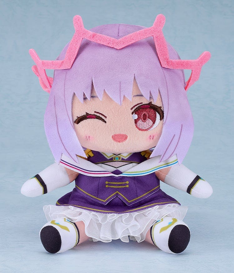 Gridman Universe Chocopuni Akane Shinjo (New Order Ver.) Plushie with purple hair, pink crown, and purple outfit, seated on a soft background.