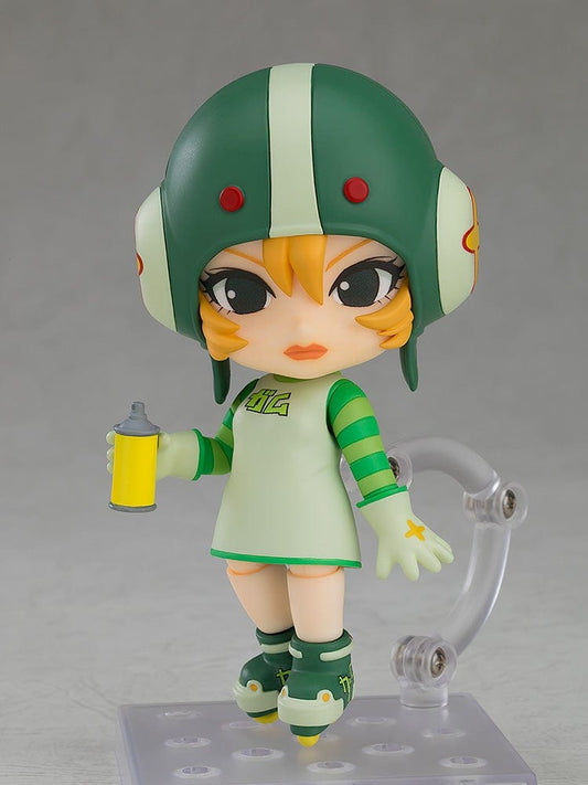 Jet Set Radio Nendoroid No.2664 Gum figure featuring her iconic green outfit, helmet, roller skates, and spray paint can.