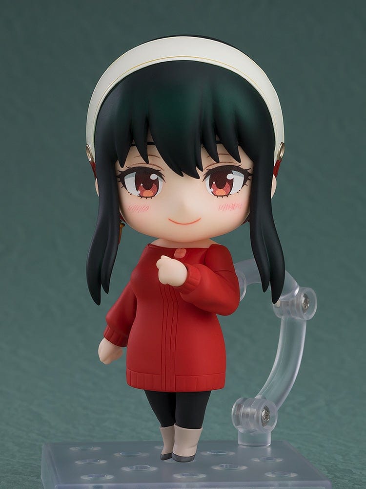 Spy x Family Nendoroid No.2689 Yor Forger Casual Outfit Ver. featuring Yor in a red sweater, black leggings, and a cheerful expression.