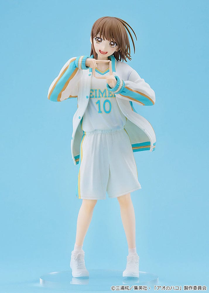 Blue Box Pop Up Parade L Chinatsu Kano Figure in Seimei High basketball uniform, posed dynamically with a bright smile against a blue background.