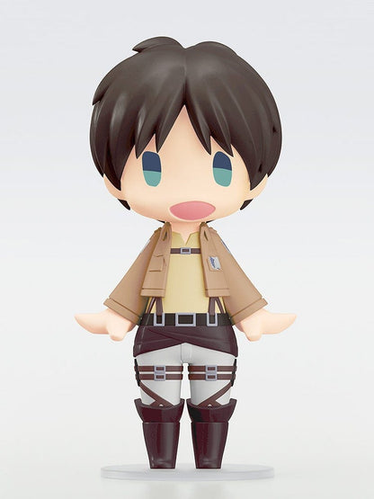 Attack on Titan Hello! Good Smile Eren Yeager Figure featuring Eren in a cute chibi-style design with Survey Corps uniform.