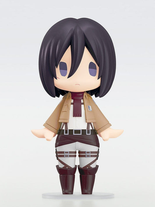 Attack on Titan Hello! Good Smile Mikasa Ackerman Figure in a chibi-style design, featuring Mikasa’s signature scarf and Survey Corps uniform.