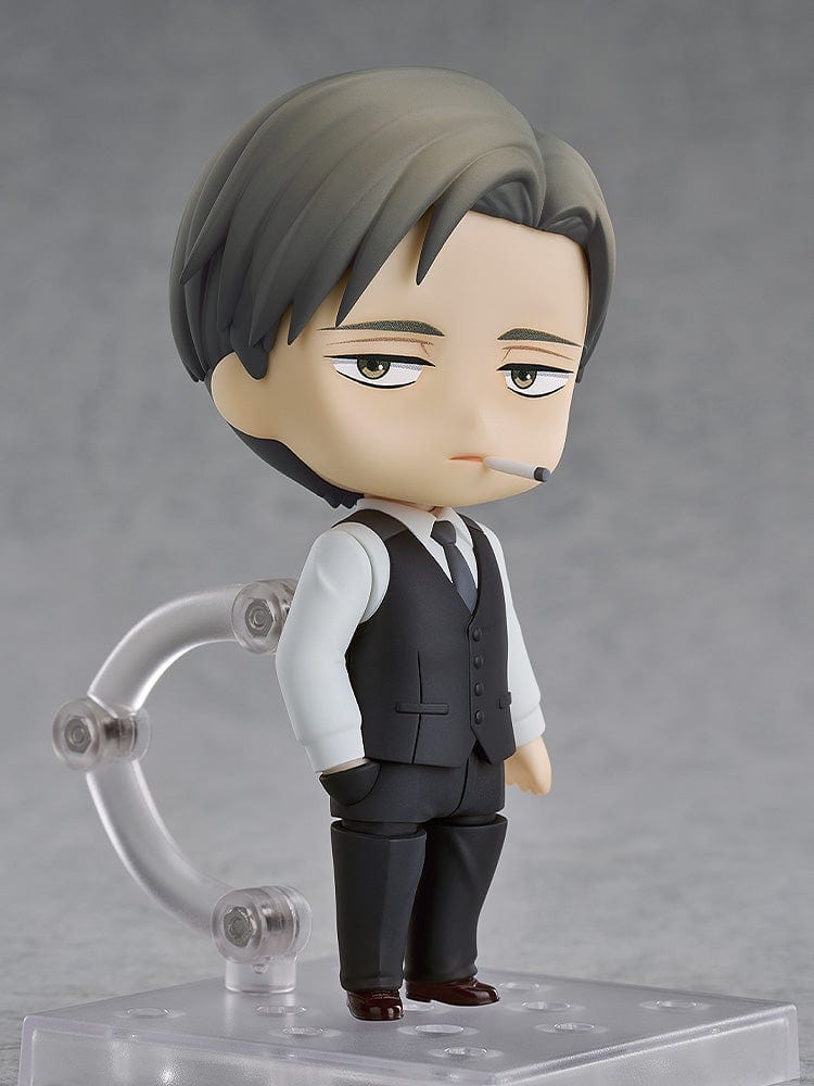 Twittering Birds Never Fly Nendoroid No.2654 Yashiro figure in a suit vest with a cigarette, showcasing a stoic expression and pose.