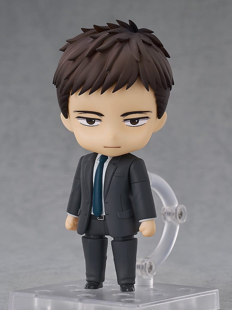 Twittering Birds Never Fly Nendoroid No.2655 Chikara Domeki figure in a dark suit with a calm expression, standing in a professional pose.