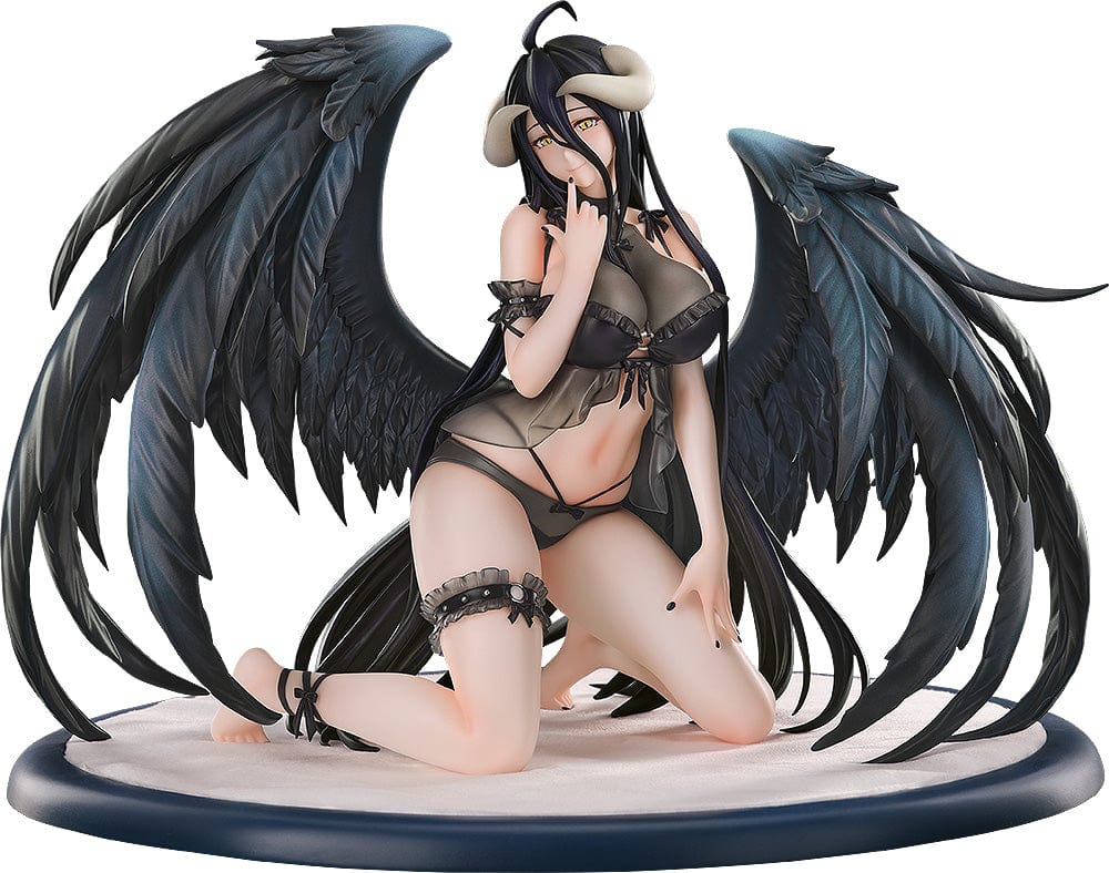 1/7 scale figure of Albedo from 'Overlord' in a negligee, with detailed black wings and a seductive pose, showcasing her character's dark elegance.