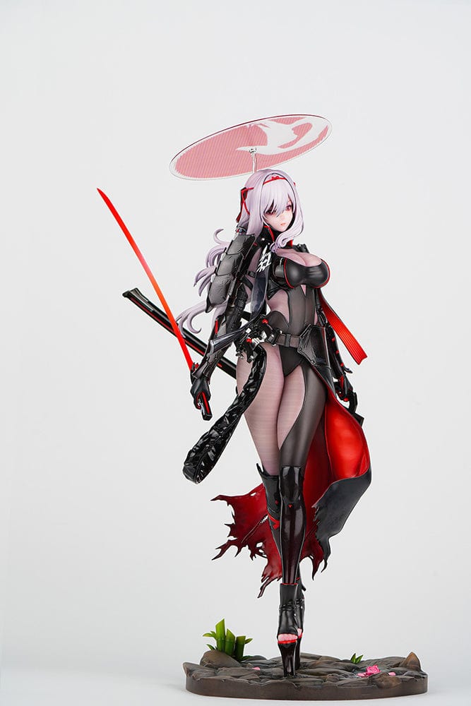 1/4 scale figure of Scarlet from Goddess of Victory: Nikke in her Black Shadow Ver. outfit with katana, heels, and red-accented cloak.

