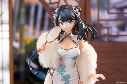 Gridman Universe Rikka Takarada (China Dress Ver.) 1/7 Scale Figure featuring a floral-patterned Chinese dress, decorative mirror accessory, and a lotus-inspired stand, set against a light background