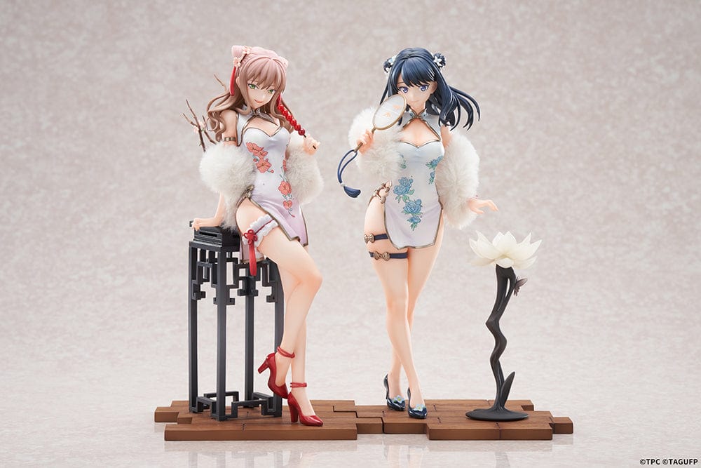 Gridman Universe Rikka Takarada & Yume Minami (China Dress Ver.) 1/7 Scale Figure Set featuring elegant floral-patterned Chinese dresses, dynamic poses, and detailed accessories, set against a light background.