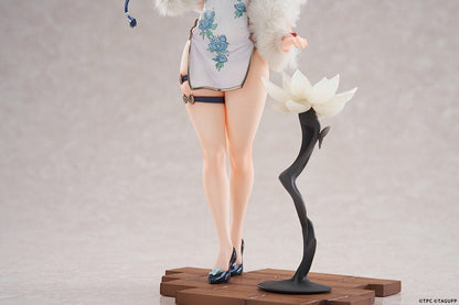 Gridman Universe Rikka Takarada (China Dress Ver.) 1/7 Scale Figure featuring a floral-patterned Chinese dress, decorative mirror accessory, and a lotus-inspired stand, set against a light background.