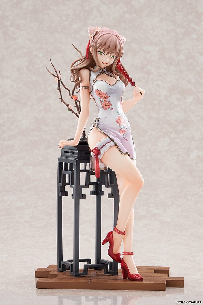 Gridman Universe Yume Minami (China Dress Ver.) 1/7 Scale Figure featuring a detailed floral-patterned Chinese dress, red high heels, and a traditional-style stand, set against a light background.