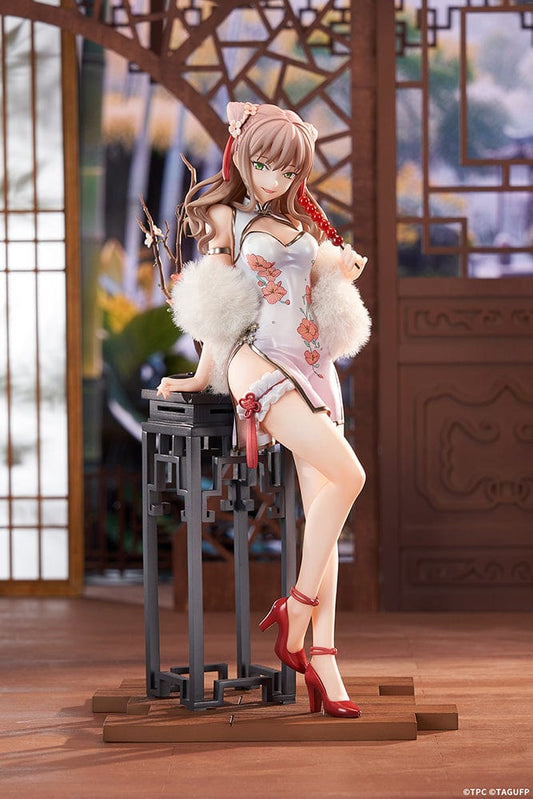 Gridman Universe Yume Minami (China Dress Ver.) 1/7 Scale Figure featuring a detailed floral-patterned Chinese dress, red high heels, and a traditional-style stand, set against a light background.