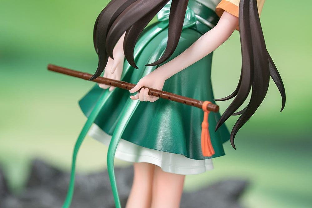 The Legend of Sword and Fairy Gift+ A'nu 1/10 Scale Figure with detailed traditional green and yellow outfit, bamboo flute, and grassy base.